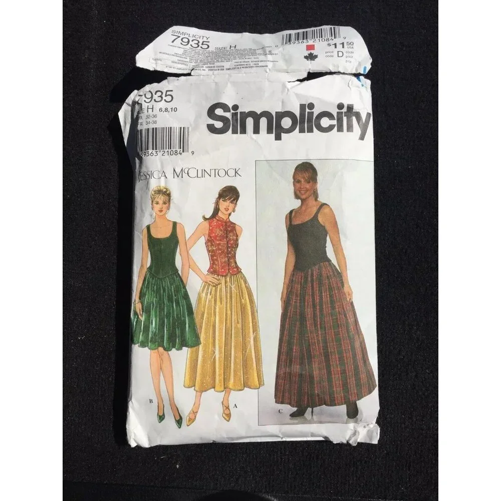Simplicity Pattern 7935 Women's Size 6 8 10 Jessica McClintock Top Skirt Cut